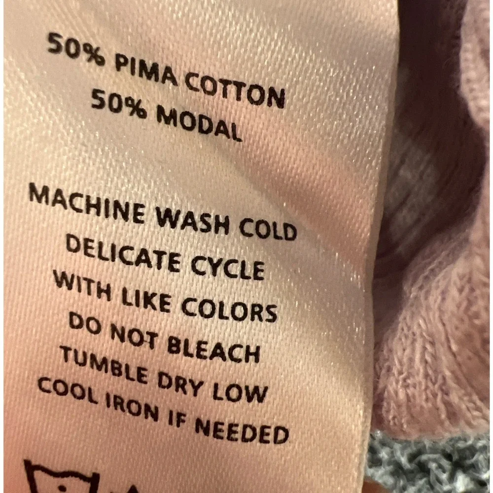 Lilla P Lavender Purple Pima Cotton Modal Ribbed Ringer Tee XS Short Sleeve - Picture 5 of 6